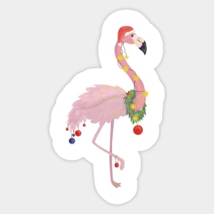 Christmas Flamingo Sticker